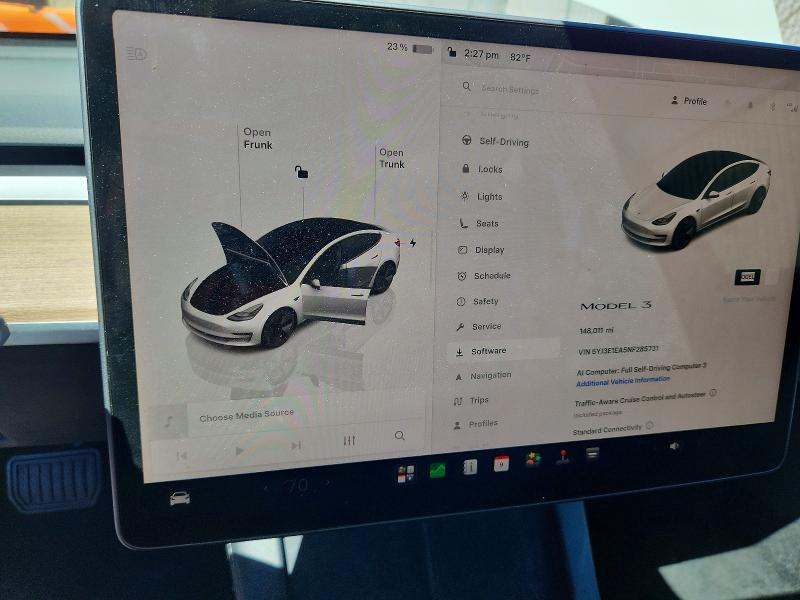 2022 Tesla Model 3 VIN 5YJ3E1EA5NF285731 COPART salvage auction — FRONT END, CA - CERTIFICATE OF TITLE, sold $250 on 2026-07-22 (photo 9)