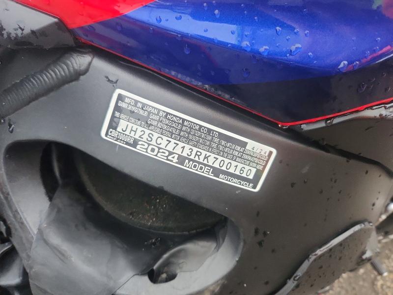 2024 Honda Cbr VIN JH2SC7713RK700160 COPART salvage auction — FRONT END, Oh - Cert Of Title-Salvage, sold $5,000 on 2026-07-16 (photo 8)