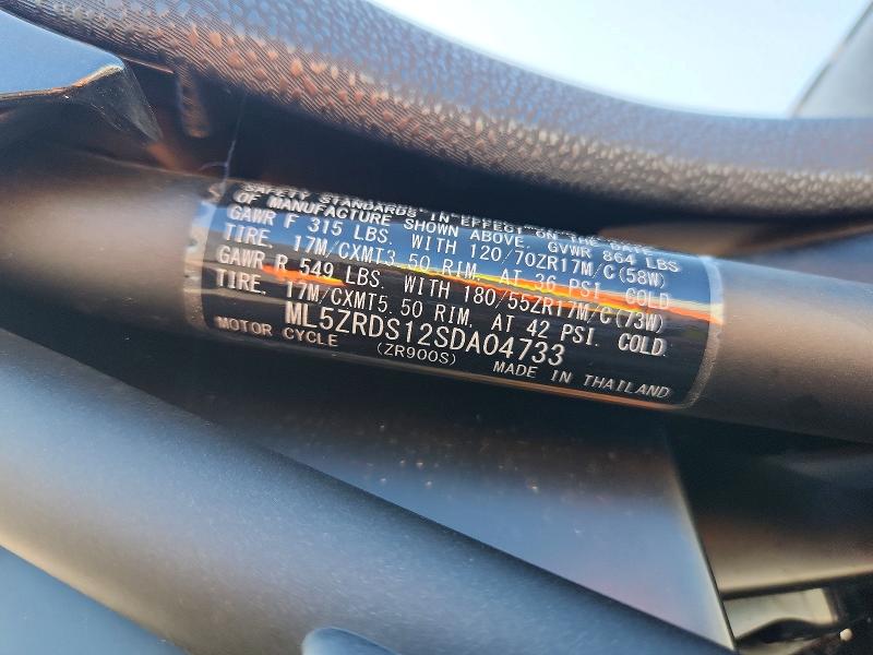 2025 Kawasaki VIN ML5ZRDS12SDA04733 COPART salvage auction — MINOR DENT/SCRATCHES, Salvage Title, sold $1,500 on 2026-07-16 (photo 9)