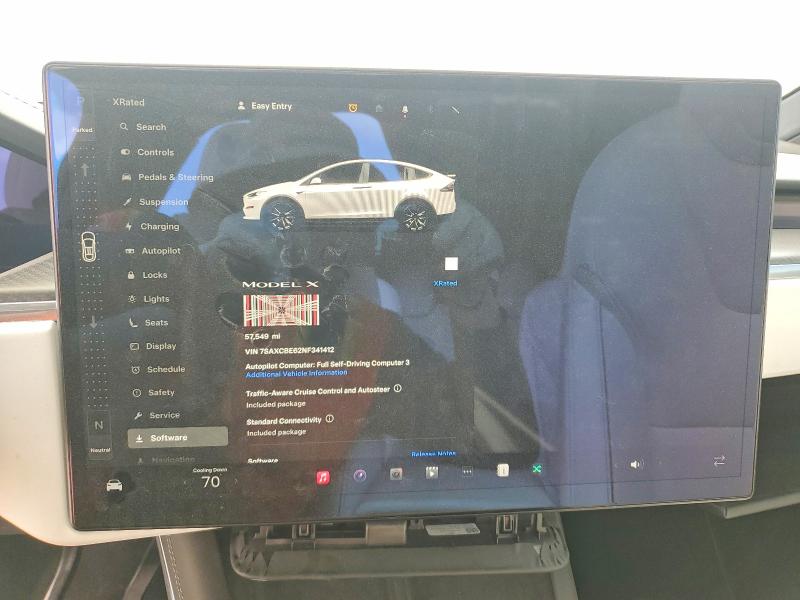 2022 Tesla Model x VIN 7SAXCBE62NF341412 COPART salvage auction — FRONT END, Tx - Salvage Vehicle Title, sold $20,300 on 2026-08-21 (photo 9)