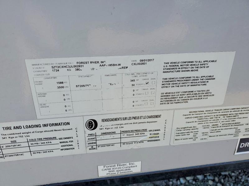 2018 Foresriver VIN 5ZT2CXHC3JL002931 COPART salvage auction — MINOR DENT/SCRATCHES, CA - SALVAGE CERTIFICATE, sold $1,550 on 2026-07-30 (photo 8)