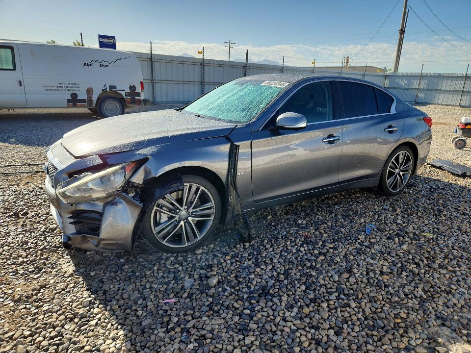 2014 Infiniti Q50 VIN JN1BV7AR1EM689856 COPART salvage auction — FRONT END, Ut - Salvage Certificate, sold $175 on 2026-07-24 (photo 1)