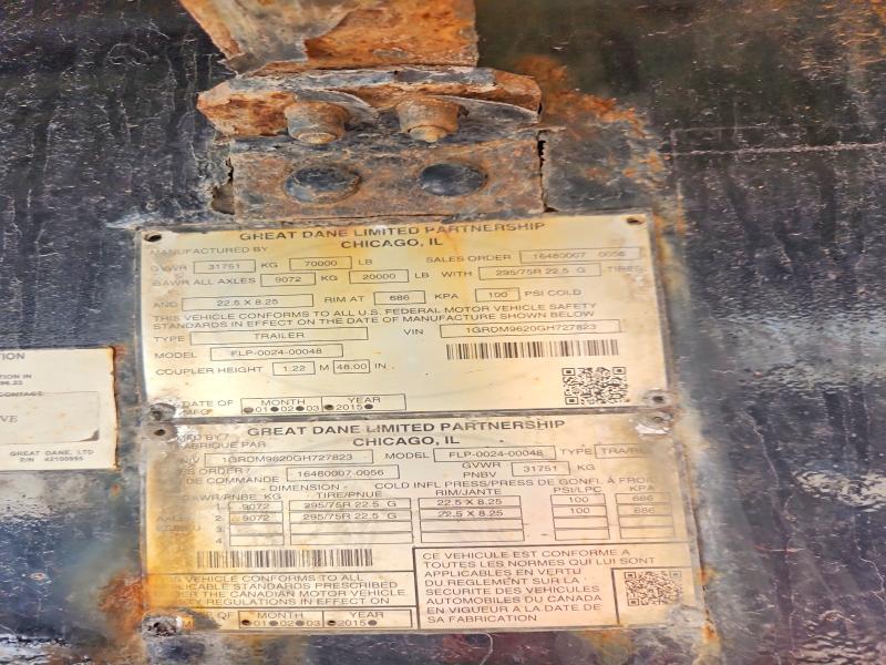 2016 Great Trailer VIN 1GRDM9620GH727823 COPART salvage auction — ROOF, AZ - CERT OF TITLE - SALVAGE, sold $2,000 on 2026-07-30 (photo 8)