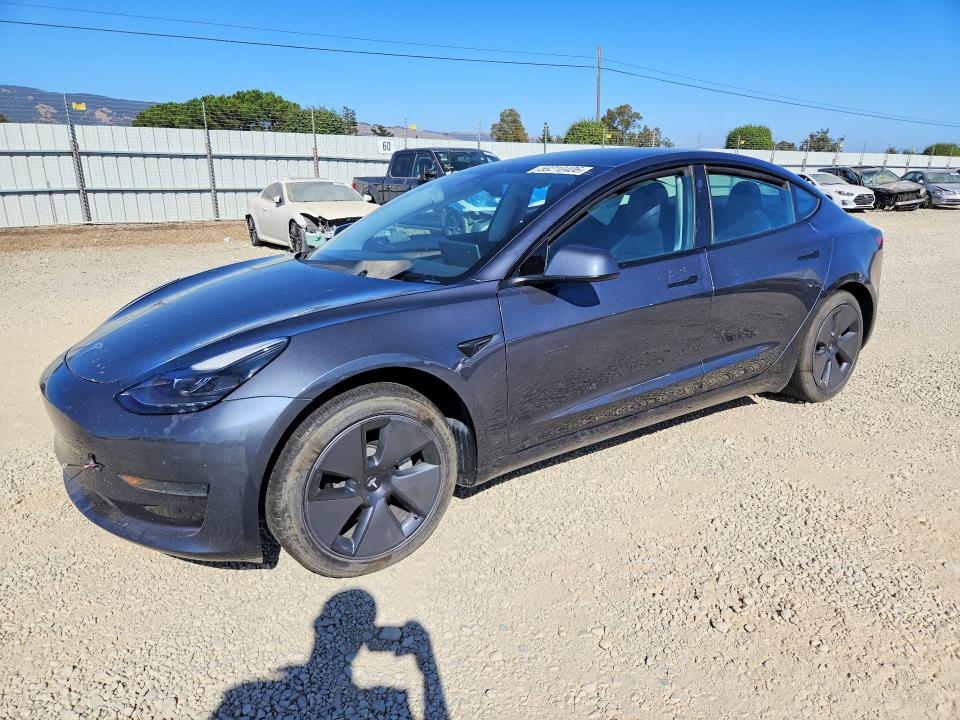 2023 Tesla Model 3 VIN 5YJ3E1EA6PF417513 COPART salvage auction — SIDE, Ca - Salvage Certificate, sold $6,900 on 2026-07-14 (photo 1)