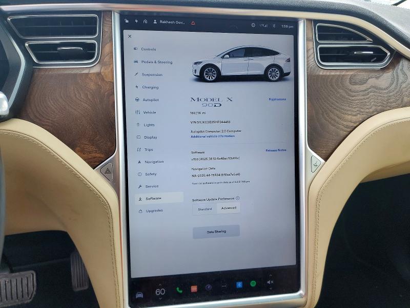 2017 Tesla Model x VIN 5YJXCDE25HF044418 COPART salvage auction — REAR END, Va - Cert Of Title - Salvage, sold $2,350 on 2026-07-22 (photo 9)