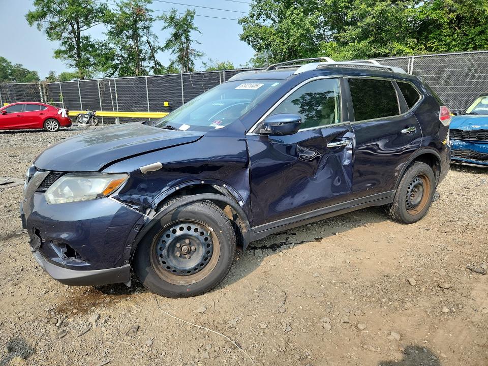 2016 Nissan Rogue VIN KNMAT2MV3GP704515 COPART salvage auction — SIDE, MD - CERT OF SALVAGE < 75% DAMAGE (P), sold $600 on 2026-07-31 (photo 1)