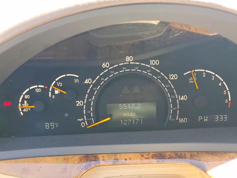 2002 Mercedes-benz S-klasse VIN WDBNG75J92A279732 COPART salvage auction — FRONT END, Ca - Salvage Certificate, sold $275 on 2026-07-21 (photo 9)