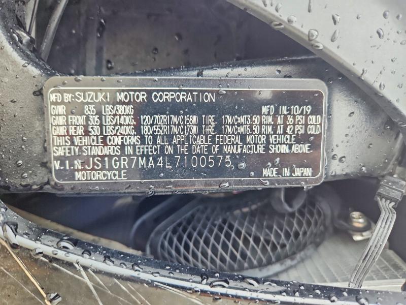 2020 Suzuki VIN JS1GR7MA4L7100575 COPART salvage auction — REAR END, Tx - Salvage Vehicle Title, sold $2,800 on 2026-09-10 (photo 8)