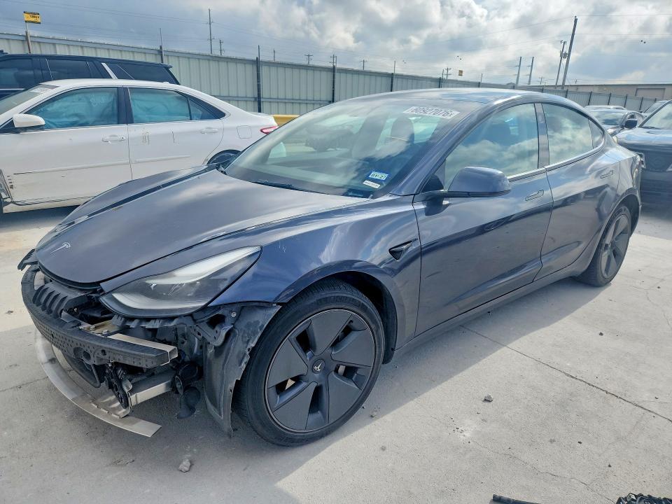 2021 Tesla Model 3 VIN 5YJ3E1EA5MF093398 COPART salvage auction — FRONT END, TX - SALVAGE VEHICLE TITLE, sold $6,200 on 2026-08-31 (photo 1)