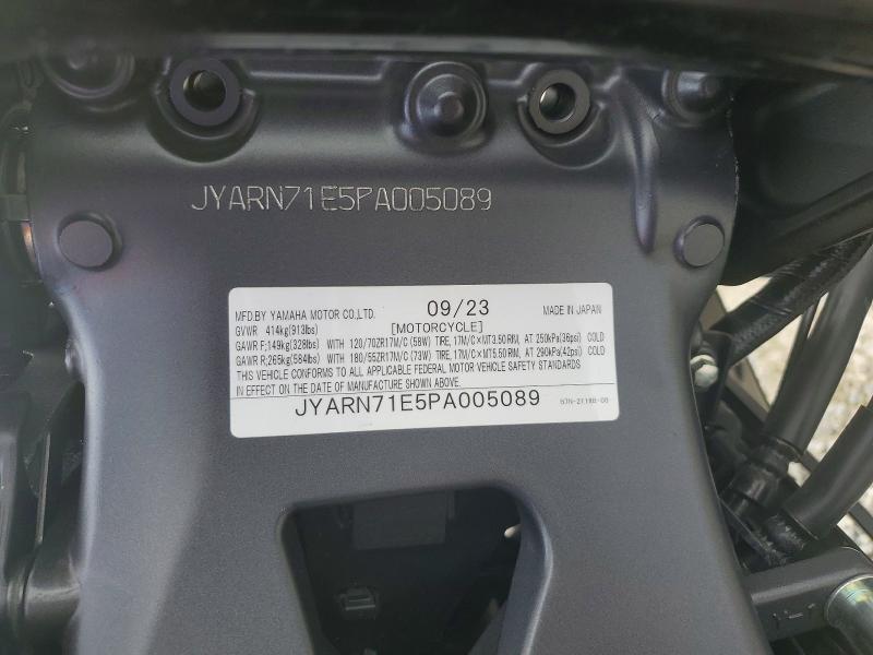 2023 Yamaha Mt VIN JYARN71E5PA005089 COPART salvage auction — FRONT END, Ga - Cert Of Title-Salvage, sold $3,850 on 2026-07-30 (photo 8)