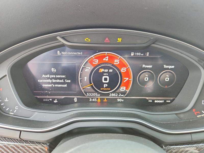 2019 Audi Rs5 VIN WUABWCF56KA901644 COPART salvage auction — FRONT END, Ny - Mv-907A Salvage Certificate, sold $9,900 on 2026-07-20 (photo 9)