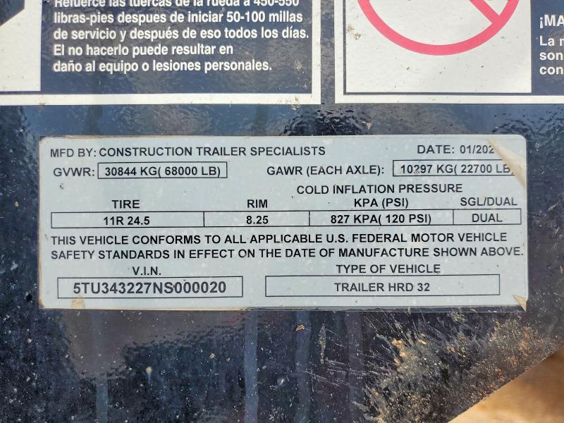 2022 Cts Trailers VIN 5TU343227NS000020 COPART salvage auction — ROLLOVER, OK - CERTIFICATE OF TITLE, sold $13,200 on 2026-07-28 (photo 8)