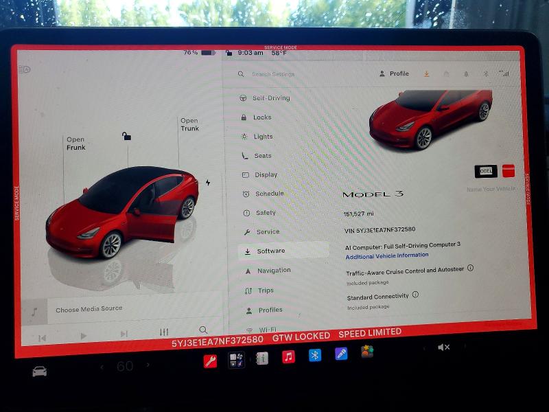 2022 Tesla Model 3 VIN 5YJ3E1EA7NF372580 COPART salvage auction — REAR END, WA - VEHICLE CERT OF OWNERSHIP-TITL, sold $6,300 on 2026-07-20 (photo 9)
