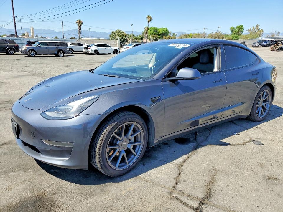 2021 Tesla Model 3 VIN 5YJ3E1EA5MF100205 COPART salvage auction — REAR END, Ca - Salvage Certificate, sold $5,400 on 2026-07-20 (photo 1)