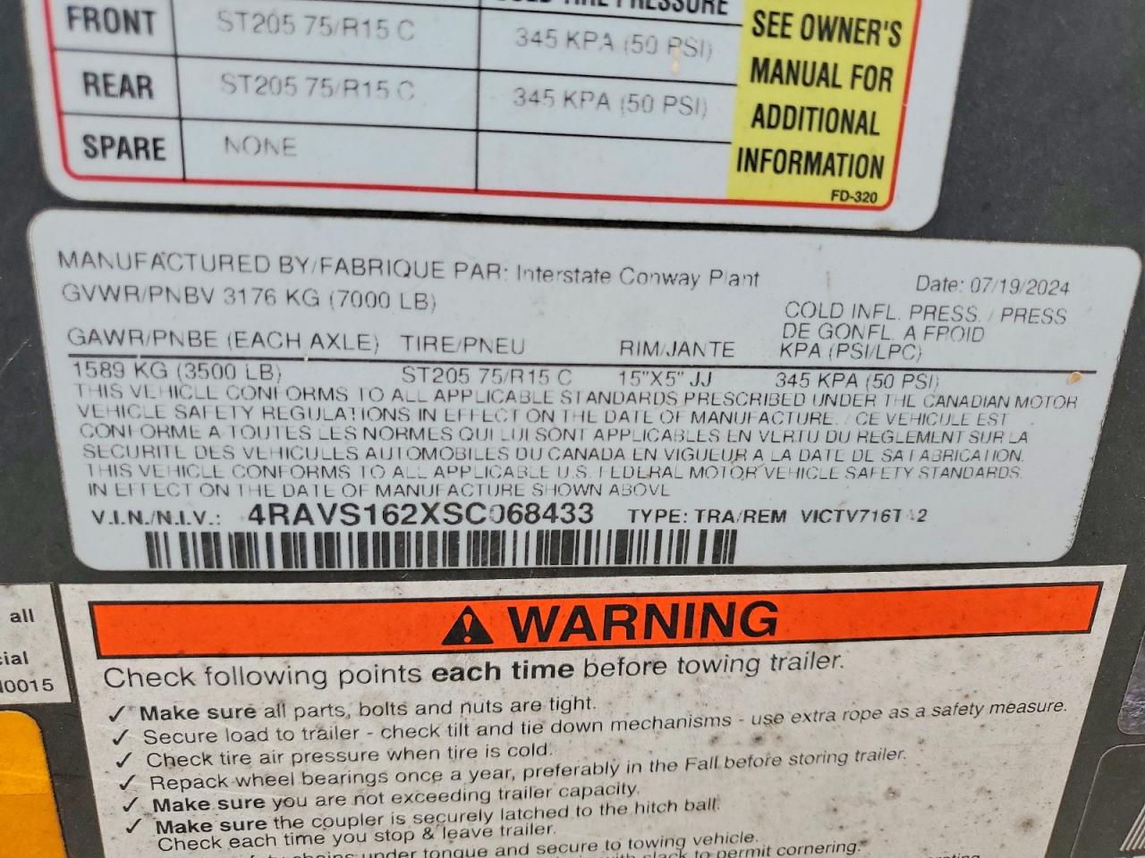 2025 Interstate Unknown VIN 4RAVS162XSC068433 COPART salvage auction — Minor Dent/Scratches, TN - CERTIFICATE OF TITLE (P), sold $1,800 on 2026-09-09 (photo 8)