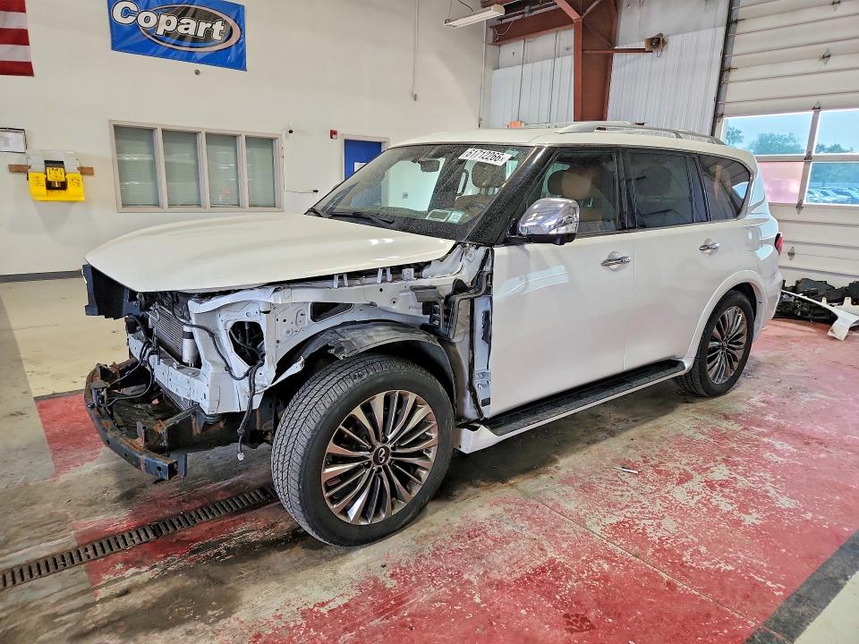 2021 Infiniti Qx80 VIN JN8AZ2BE2M9268004 COPART salvage auction — FRONT END, Ny - Mv-907A Salvage Certificate, sold $14,700 on 2026-08-17 (photo 1)
