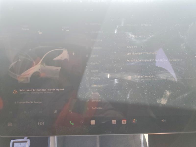 2026 Tesla Model y VIN 7SAYGDED7TF431994 COPART salvage auction — FRONT END, Ca - Dis/Dlr/Exp Only Clean Title, sold $22,500 on 2026-07-15 (photo 9)