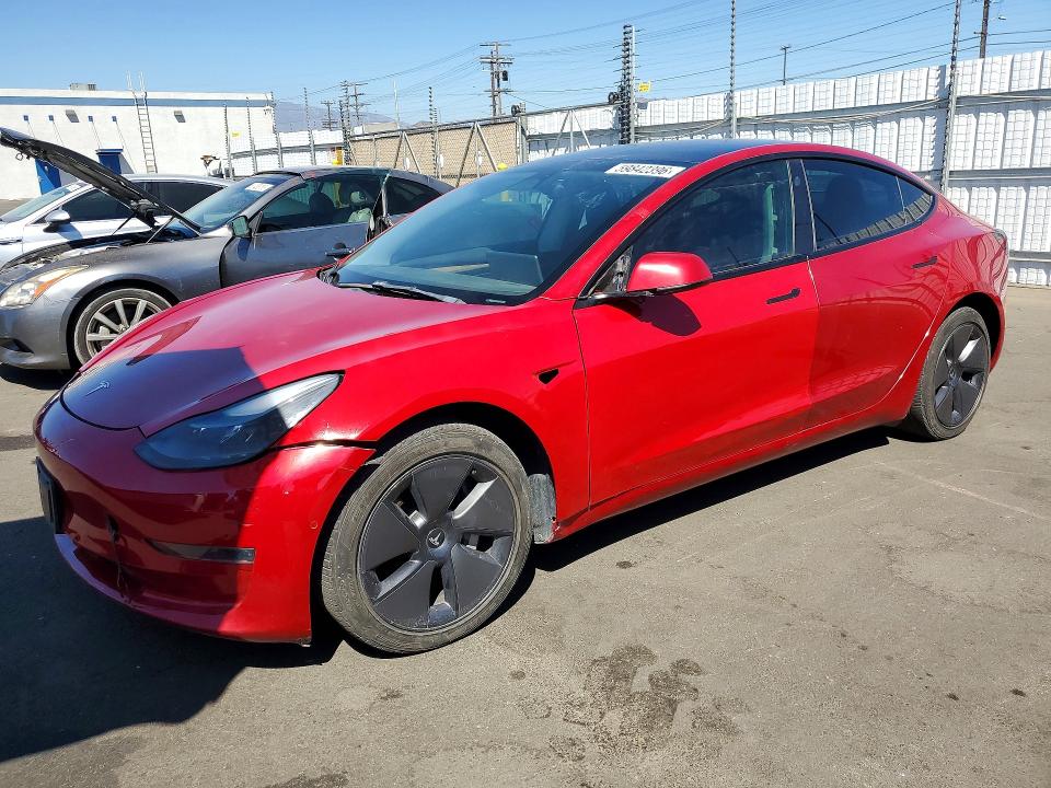 2022 Tesla Model 3 VIN 5YJ3E1EB1NF273763 COPART salvage auction — DAMAGE HISTORY, Ca - Salvage Certificate, sold $6,500 on 2026-07-27 (photo 1)