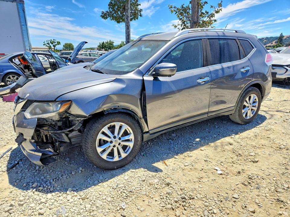 2016 Nissan Rogue VIN KNMAT2MT3GP707753 COPART salvage auction — FRONT END, Ca - Salvage Certificate, sold $1,250 on 2026-07-14 (photo 1)