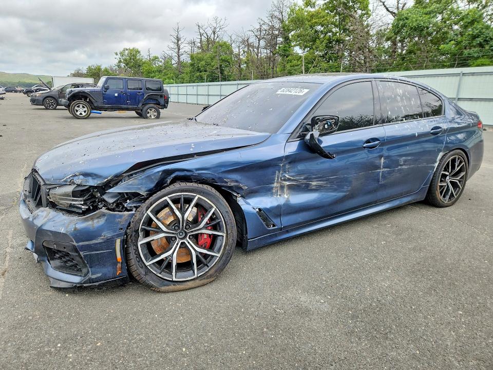 2023 BMW M5 VIN WBA13BK03PCM16571 COPART salvage auction — FRONT END, Ny - Mv-907A Salvage Certificate, sold $8,200 on 2026-08-28 (photo 1)