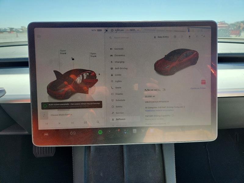 2023 Tesla Model 3 VIN 5YJ3E1EA7PF551639 COPART salvage auction — SIDE, Salvage Title, sold $6,400 on 2026-07-17 (photo 9)
