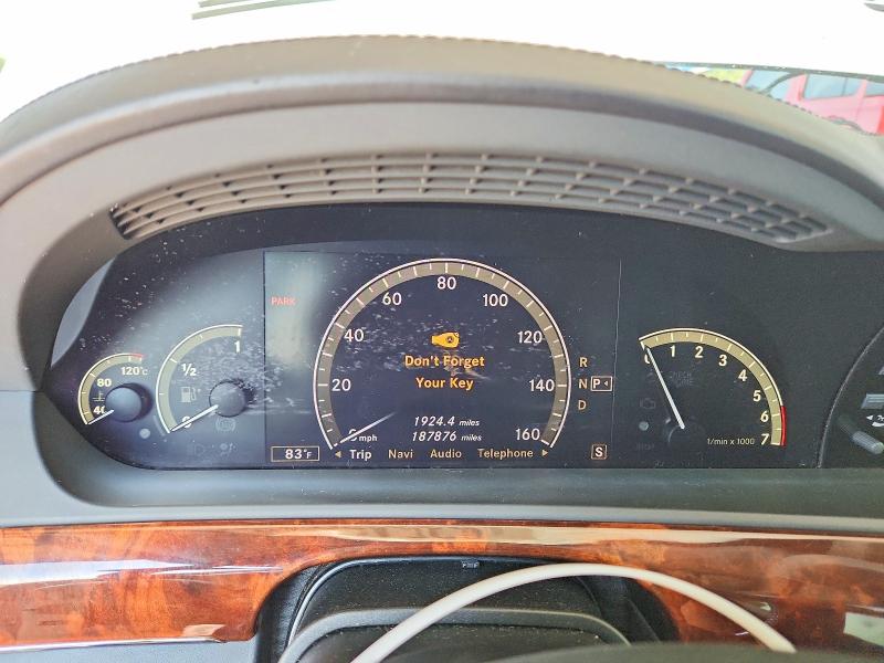 2008 Mercedes-benz S class VIN WDDNG76X38A162246 COPART salvage auction — FRONT END, In - Certificate Of Title, sold $2,781 on 2026-08-10 (photo 9)