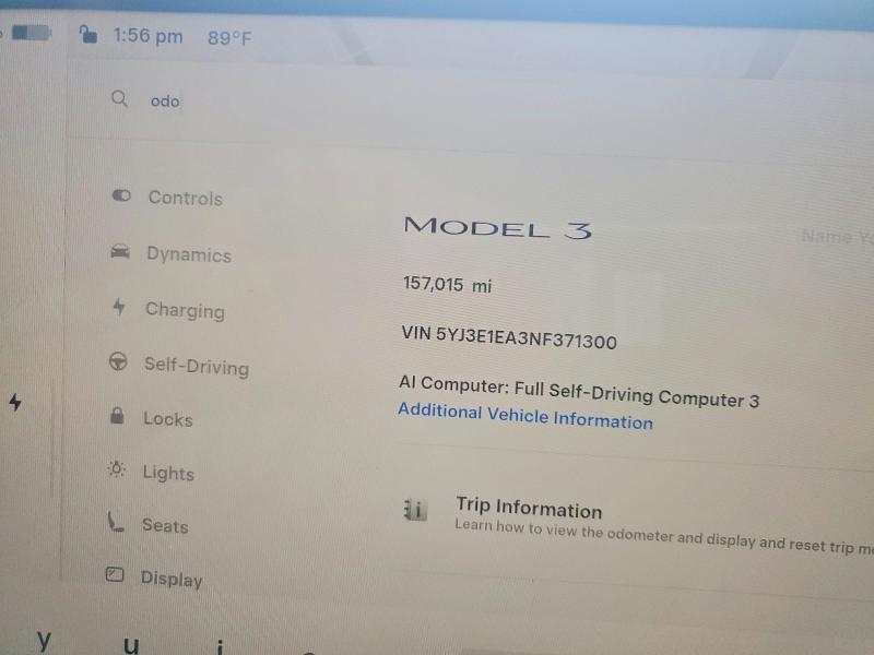 2022 Tesla Model 3 VIN 5YJ3E1EA3NF371300 COPART salvage auction — UNDERCARRIAGE, NY - CERTIFICATE OF TITLE, sold $550 on 2026-07-22 (photo 9)