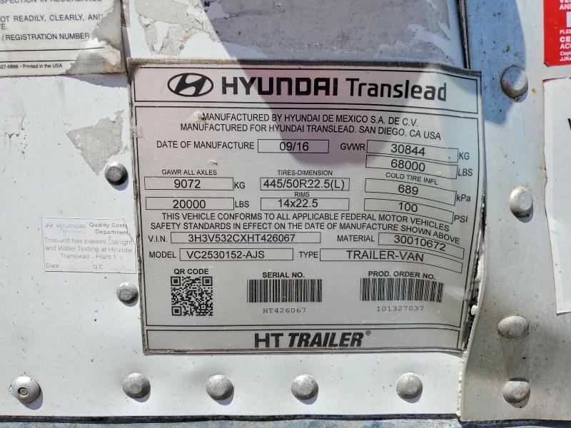 2017 Hyun Trailer VIN 3H3V532CXHT426067 COPART salvage auction — ROLLOVER, OH - CERT OF TITLE-SALVAGE, sold $1,400 on 2026-10-01 (photo 9)