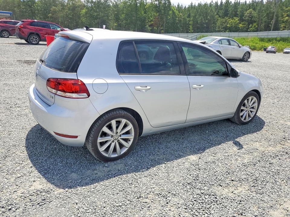2014 Volkswagen Golf VIN WVWDM7AJ3EW003095 COPART salvage auction — DAMAGE HISTORY, NC - DEALER ONLY SALVAGE TITLE, sold $175 on 2026-07-30 (photo 3)