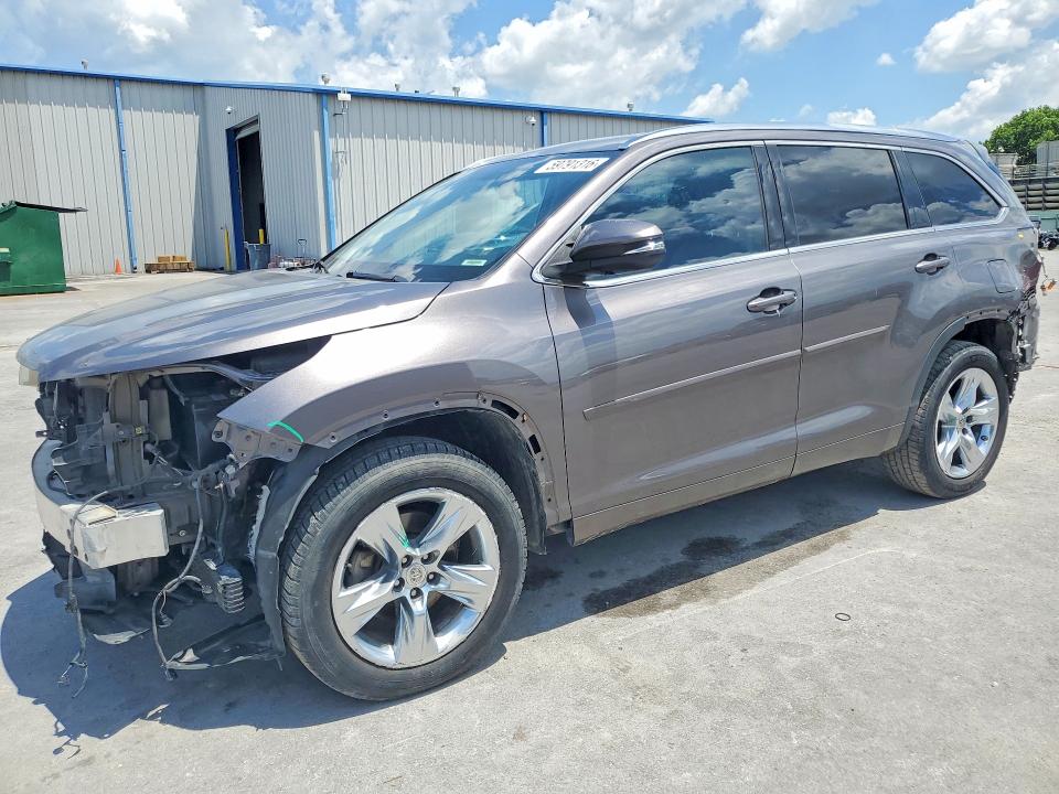 2014 Toyota Highlander VIN 5TDYKRFH4ES038186 COPART salvage auction — FRONT END, Salvage Title, sold $6,900 on 2026-07-22 (photo 1)