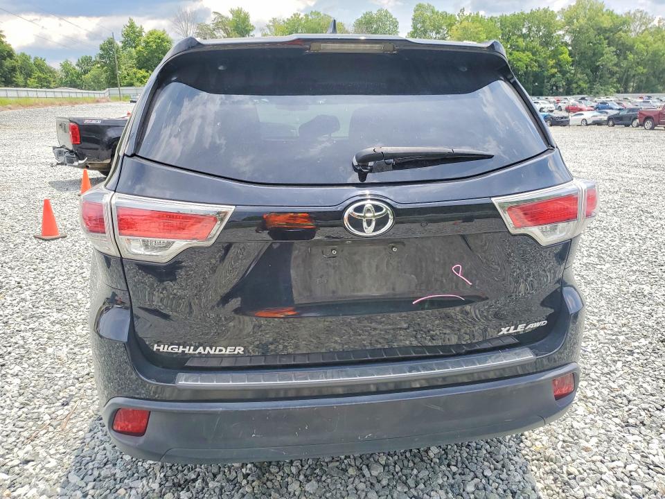 2016 Toyota Highlander VIN 5TDJKRFH8GS310288 COPART salvage auction — FRONT END, Nc - Salvage Certificate Of Title, sold $8,900 on 2026-07-22 (photo 6)