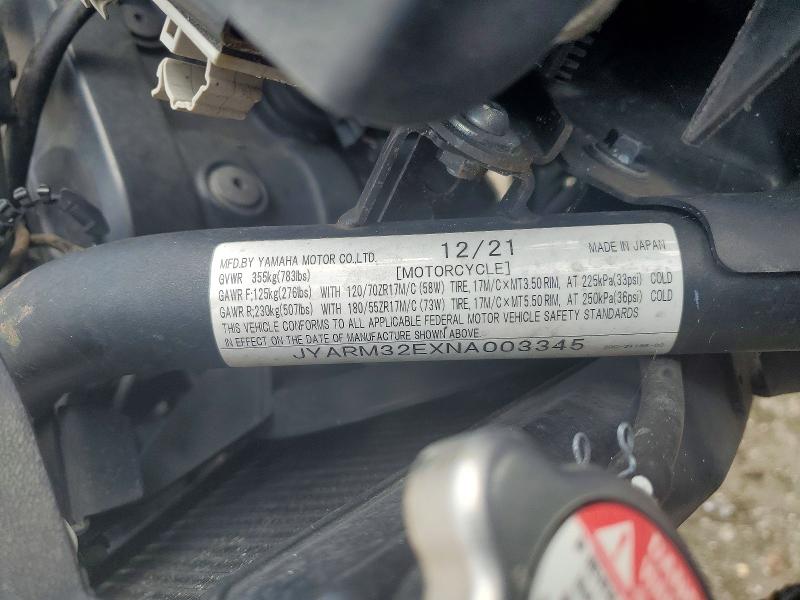 2022 Yamaha Mt07 VIN JYARM32EXNA003345 COPART salvage auction — ALL OVER, FL - CERTIFICATE OF TITLE, sold $80 on 2026-07-16 (photo 9)