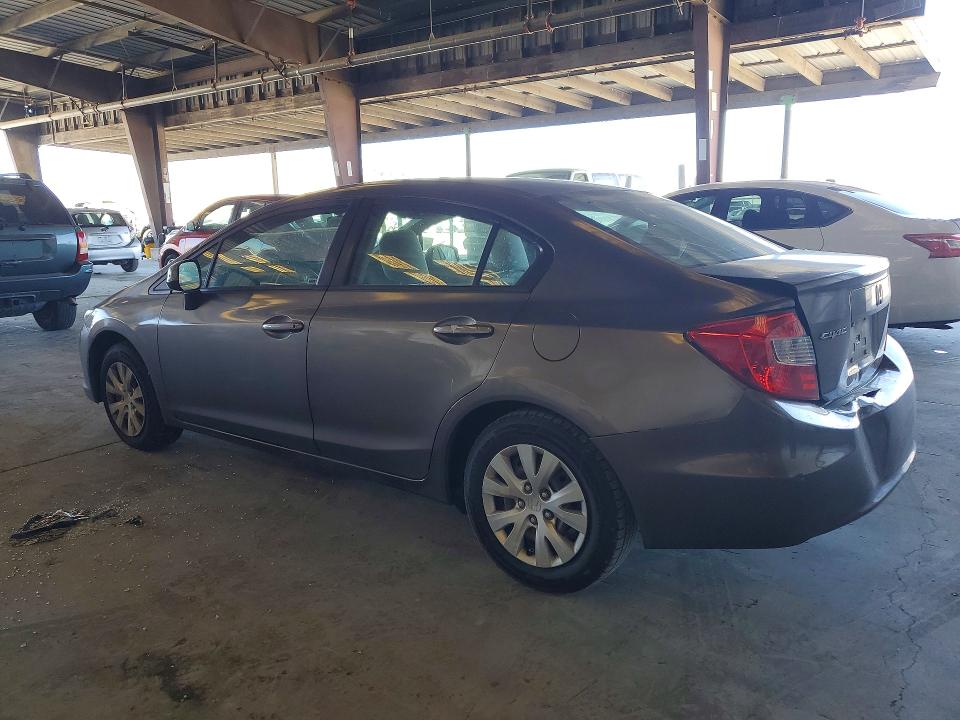 2012 Honda Civic VIN 2HGFB2F56CH594694 COPART salvage auction — REAR END, Ca - Salvage Certificate, sold $1,400 on 2026-07-23 (photo 2)