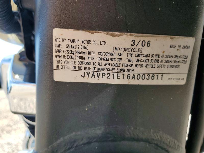 2006 Yamaha Xv VIN JYAVP21E16A003611 COPART salvage auction — FRONT END, Az - Cert Of Title - Salvage, sold $30 on 2026-07-30 (photo 8)