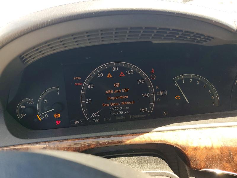 2007 Mercedes-benz S-klasse VIN WDDNG71X67A054161 COPART salvage auction — FRONT END, Ca - Salvage Certificate, sold $1,200 on 2026-07-21 (photo 9)