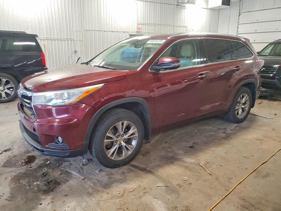 2015 Toyota Highlander VIN 5TDJKRFH0FS092278 COPART salvage auction — REAR END, Mn - Cert Of Title-Salvage, sold $9,000 on 2026-07-09 (photo 1)