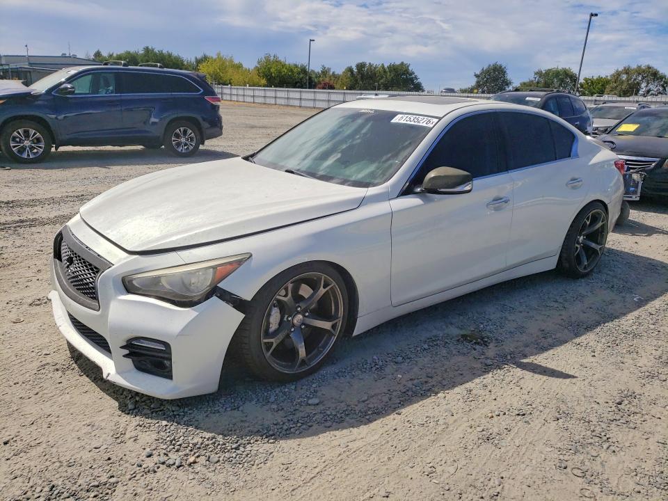 2014 Infiniti Q50 VIN JN1BV7AP4EM685816 COPART salvage auction — FRONT END, Ca - Salvage Certificate, sold $2,900 on 2026-07-28 (photo 1)