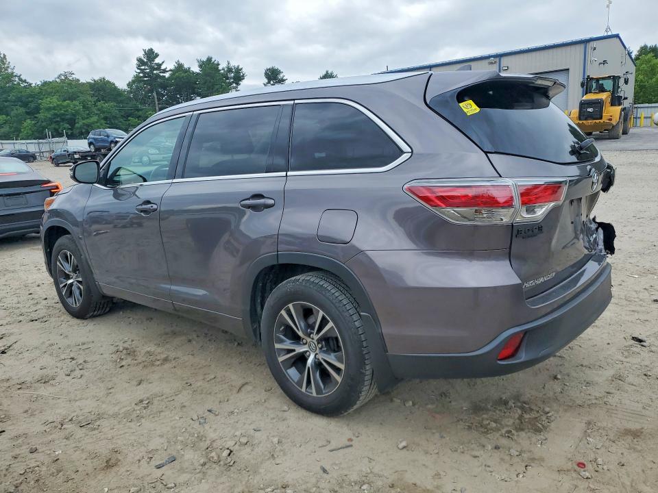 2016 Toyota Highlander VIN 5TDJKRFH3GS326186 COPART salvage auction — REAR END, MA - CERT OF TITLE-RECONSTRCTD COLL, sold $7,400 on 2026-07-16 (photo 2)