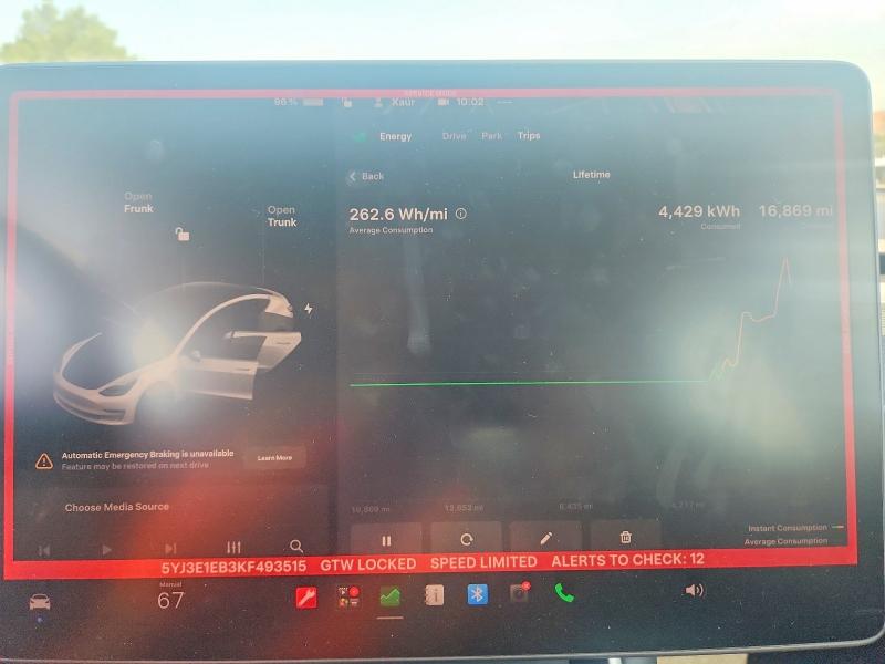 2019 Tesla Model 3 VIN 5YJ3E1EB3KF493515 COPART salvage auction — FRONT END, Ny - Mv-907A Salvage Certificate, sold $3,800 on 2026-07-30 (photo 9)