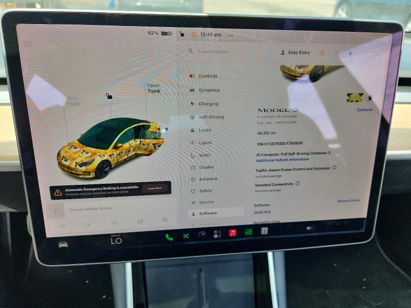 2020 Tesla Model 3 VIN 5YJ3E1EB0LF790808 COPART salvage auction — FRONT END, Ca - Salvage Certificate, sold $4,550 on 2026-07-28 (photo 9)