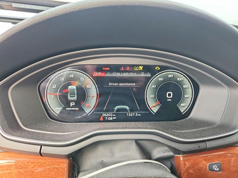 2022 Audi A5 VIN WAUWAGF57NN002113 COPART salvage auction — FRONT END, Pa - Certificate Of Salvage, sold $6,400 on 2026-07-27 (photo 9)