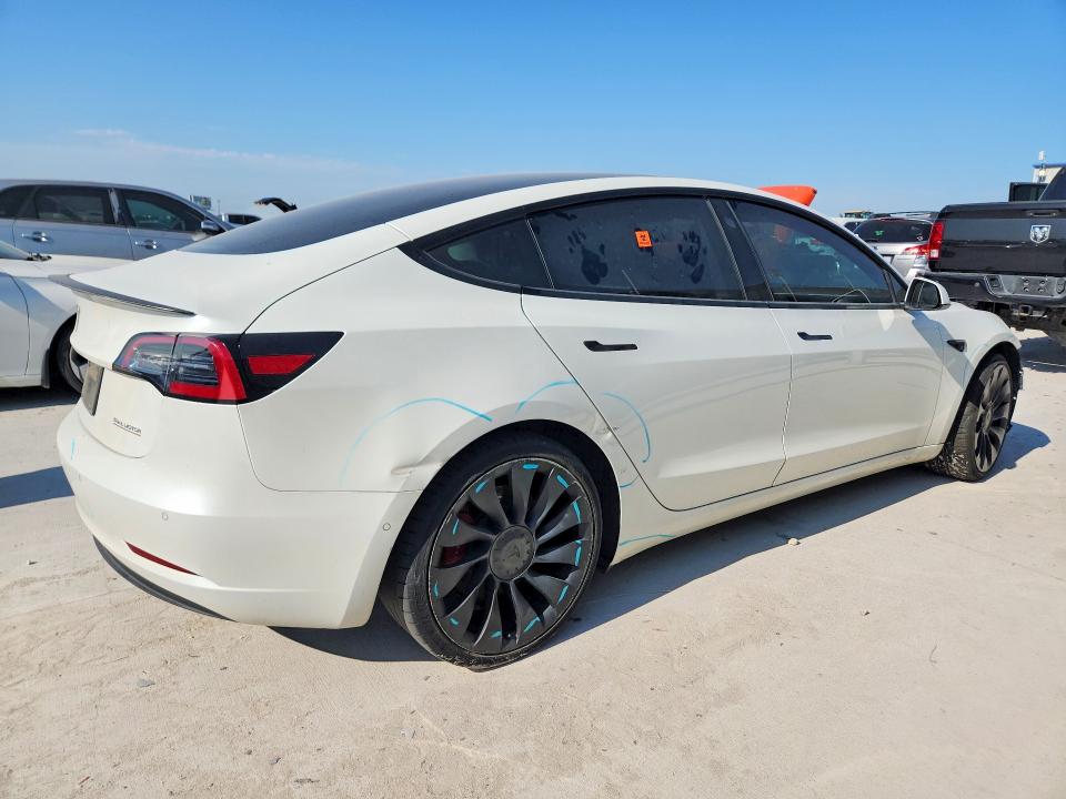2021 Tesla VIN 5YJ3E1EC3MF973341 COPART salvage auction — FRONT END, TX - SALVAGE VEHICLE TITLE (P), sold $5,700 on 2026-07-31 (photo 3)