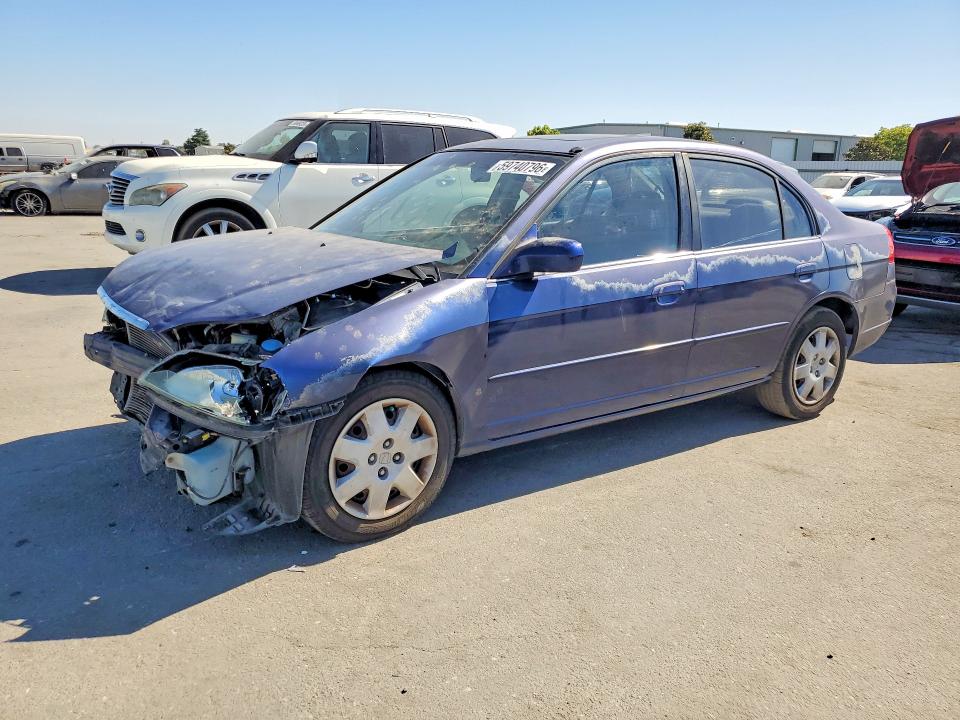 2002 Honda Civic VIN 2HGES26852H532403 COPART salvage auction — FRONT END, Ca - Salvage Certificate, sold $200 on 2026-07-31 (photo 1)