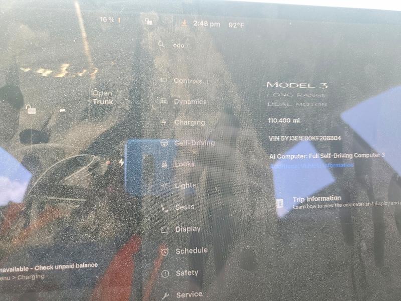 2019 Tesla Model 3 VIN 5YJ3E1EB0KF208804 COPART salvage auction — MINOR DENT/SCRATCHES, Mi - Certificate Of Title, sold $8,400 on 2026-07-23 (photo 9)