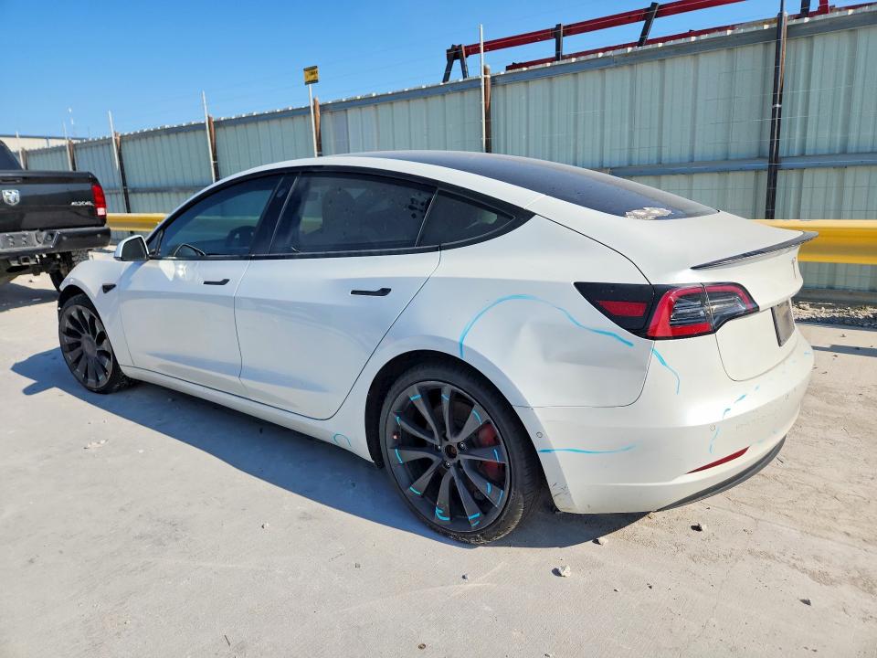 2021 Tesla VIN 5YJ3E1EC3MF973341 COPART salvage auction — FRONT END, TX - SALVAGE VEHICLE TITLE (P), sold $5,700 on 2026-07-31 (photo 2)