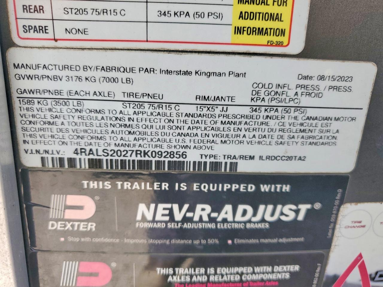 2024 Interstate Unknown VIN 4RALS2027RK092856 COPART salvage auction — Minor Dent/Scratches, TN - CERTIFICATE OF TITLE (P), sold $6,200 on 2026-09-17 (photo 8)