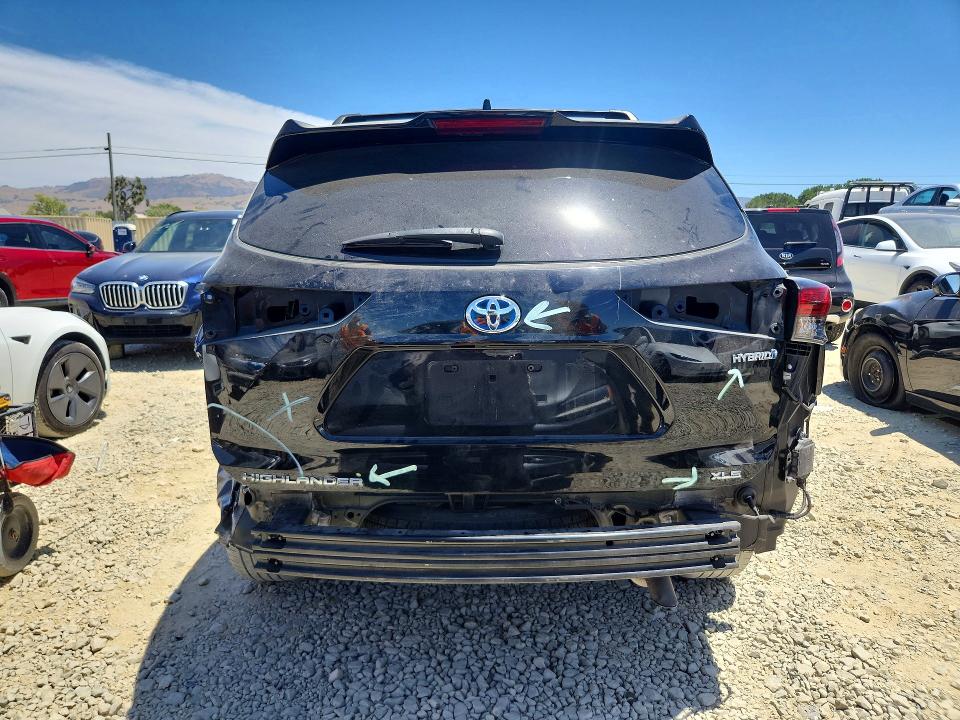 2021 Toyota Highlander hybrid VIN 5TDHBRCH8MS533574 COPART salvage auction — REAR END, Ca - Salvage Certificate, sold $8,800 on 2026-07-28 (photo 6)