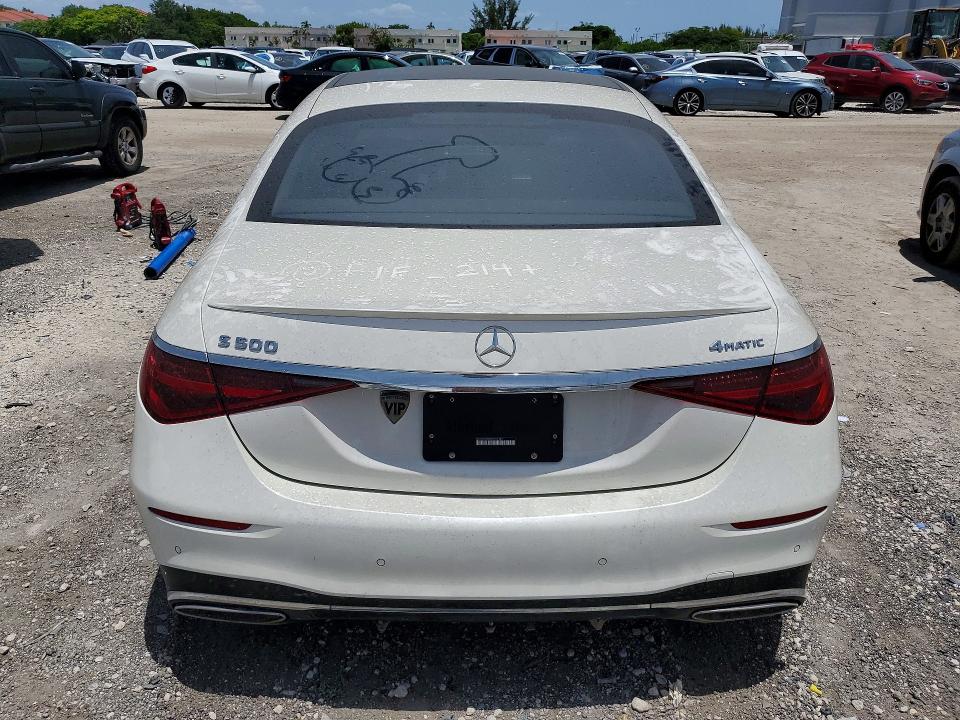 2022 Mercedes-benz S-klasse VIN W1K6G6DB0NA160147 COPART salvage auction — MINOR DENT/SCRATCHES, Fl - Cert Of Title-Salvage Theft, sold $18,200 on 2026-07-28 (photo 6)