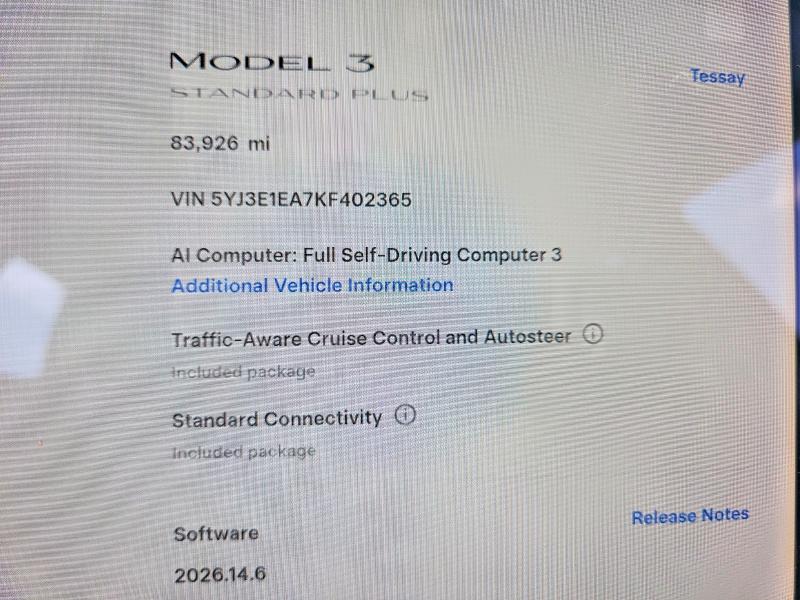 2019 Tesla Model 3 VIN 5YJ3E1EA7KF402365 COPART salvage auction — FRONT END, Oh - Cert Of Title-Salvage, sold $7,400 on 2026-07-09 (photo 9)
