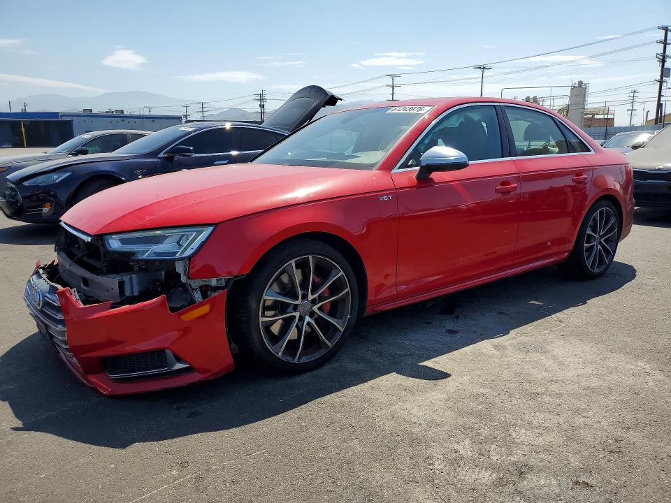 2018 Audi S4 VIN WAUC4AF43JA001332 COPART salvage auction — SIDE, Ca - Salvage Certificate, sold $6,000 on 2026-07-29 (photo 1)